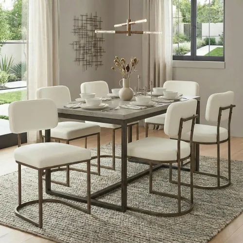 Miniatura 11 de KISLOT Juego de 2 sillas de comedor, sillas de cocina modernas tapizadas con respaldo ergonómico, cojín de tela y patas de metal curvas de dibujo