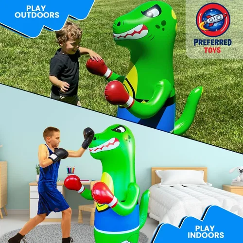 Miniatura 7 de Preferred Toys Saco de boxeo inflable de dinosaurio para niños – Paquete de 2 bolsas Bop para niños pequeños y niños de 3 a 8 – Juguetes inflables