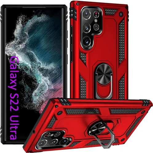 Miniatura 12 de Funda S22 Ultra para Samsung Galaxy S22 Ultra, con anillo de soporte, soporte ajustable, grado militar, protección resistente, a prueba de golpes