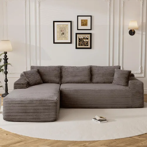 Miniatura 10 de Sofás seccionales de nube deshuesada de 95 pulgadas para sala de estar, cómodo y esponjoso sofá de espuma viscoelástica en forma de L, sofá modular