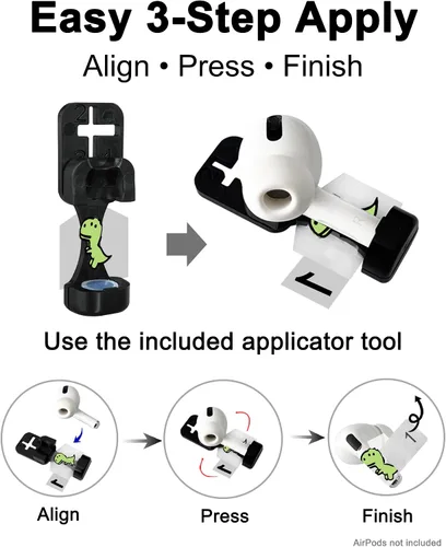 Miniatura 4 de RockMax Piel de dinosaurio brillante para AirPods, fácil de identificar, envolturas adhesivas universales para AirPods Pro 3/2/1 y Gen 1/2/3/4