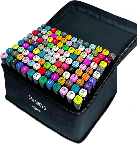 Juego de 120 colores, marcadores a base de alcohol con base para dibujo artístico, para adultos, pintura, coloreo, bocetos, cómics, ilustración -