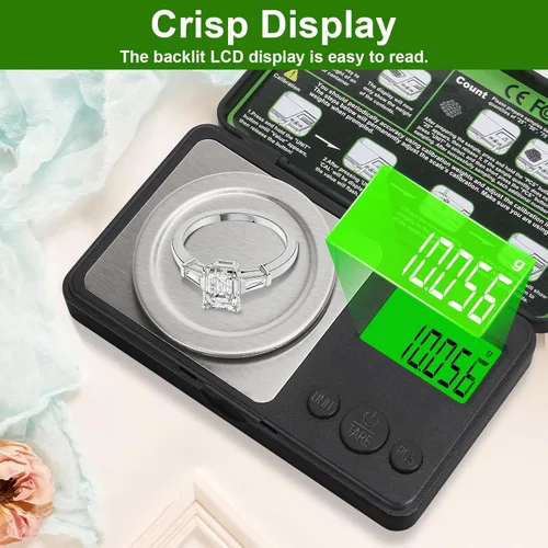 Miniatura 6 de Báscula digital de miligramo de 0.00 oz/1.76 oz, microbáscula portátil con pantalla, báscula de laboratorio de alta precisión para polvo
