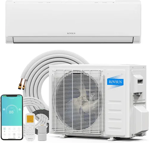 ROVSUN Aire acondicionado y calentador mini split habilitado para Wifi de 18000 BTU con inversor, 20 SEER2 de ahorro de energía 230 V sin conductos,