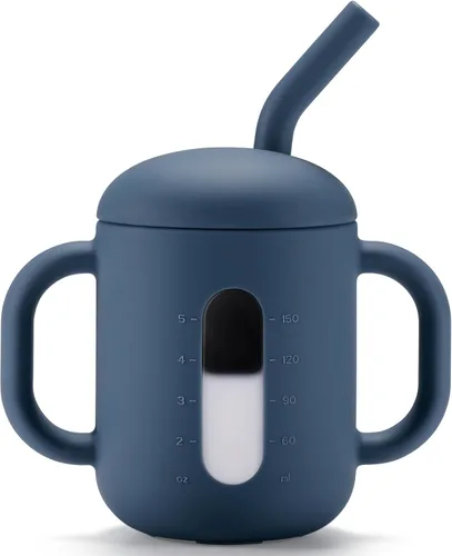 Miniatura 9 de CLYMENE Taza de entrenamiento de silicona con popote y asas, taza para beber para bebé, taza para beber agua para bebés y niños pequeños de 6 meses