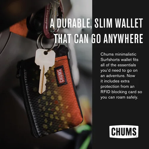 Miniatura 15 de Chums Surfshorts - Cartera minimalista ligera con cremallera y ventana de identificación transparente, resistente al agua con llavero