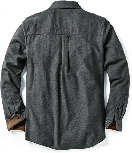 Miniatura 2 de CQR - Camisa de franela de algodón a cuadros con botones y manga larga para hombre, algodón cepillado suave, camisa de estilo informal