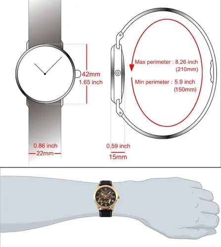 Miniatura 5 de Carrie Hughes Mens Gold Steampunk Skeleton Mechanical Automatic Watch CH13
