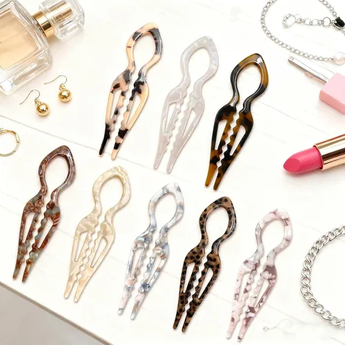 Miniatura 5 de 4 horquillas de pelo francés Prestige para mujer, pinzas de acetato para cabello grueso, fino y fino, pasadores decorativos para moño en negro