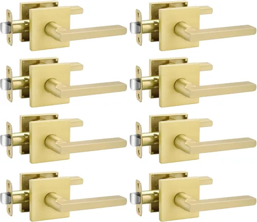 Miniatura 41 de Goldenwarm Manija de puerta simulada de oro cepillado – Palanca interior decorativa sin giro para despensa, puertas francesas y armarios (2 piezas)