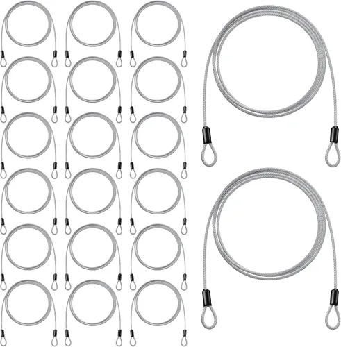 Paquete de 20 cerraduras de cable, 4.9 pies x 0.118 in de acero de seguridad con doble bucles, cerraduras de equipaje y bicicleta, cuerda de alambre