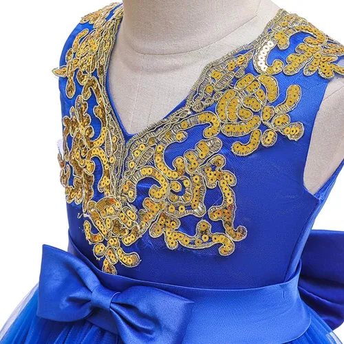 Miniatura 3 de Vestido tutú de encaje con lentejuelas y lazo para niñas, para bautizo, comunión, fiesta de cumpleaños, boda