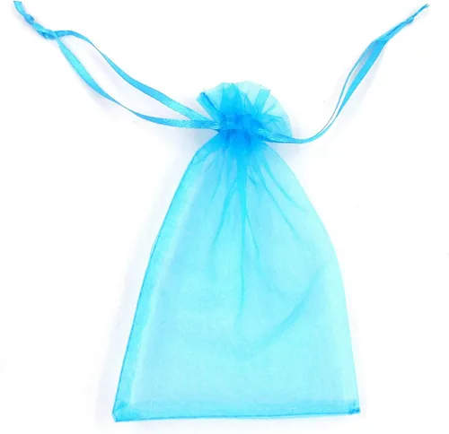 Miniatura 2 de ATCG 50 bolsas de organza grandes con cordón de 8 x 12 pulgadas, decoración de festivales, bodas, fiestas, bolsas de maquillaje (azul aguamarina)