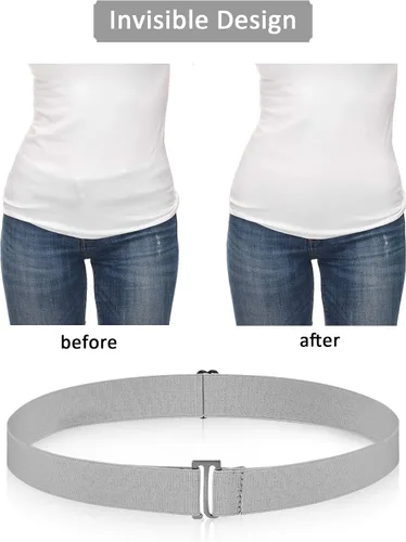 Miniatura 3 de Women No Show Invisible Belt Elastic Stretch Waist Belt with Flat Buckle