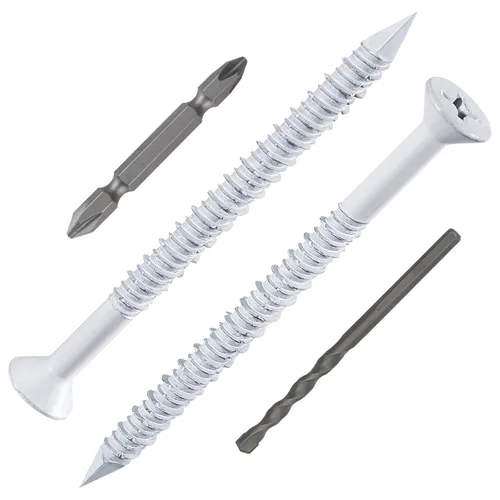 Miniatura 26 de Wensilon (105 PIEZAS) Kit de Anclajes de Tornillo para Hormigón de 3/16" Cabeza Plana Azul/Negro/Blanco para Anclaje a Mampostería, Bloque
