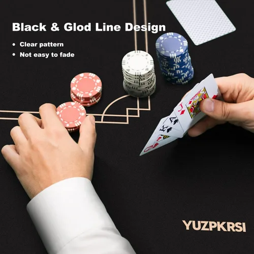 Miniatura 5 de YUZPKRSI Tapete de póquer Texas Hold'em de 70 x 35 pulgadas, impermeable, tapete de mesa de póquer para 8 jugadores, repelente al agua, cubierta