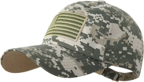 Miniatura 20 de IIN Gorra de béisbol con bandera estadounidense para hombres y mujeres, de perfil bajo, militar, militar, militar, para papá