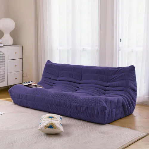 Miniatura 12 de N&V Fireside Sofá de Tres Plazas, Piso de Tamaño Individual Sin Brazos de Mediados de Siglo, Silla de Salón de Piso de Pana Premium Suave, Silla