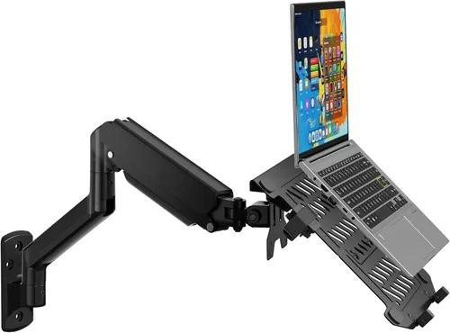 Miniatura 9 de WALI Soporte para laptop y monitor, soporte para monitor totalmente ajustable y bandeja para laptop para 1 portátil de hasta 17 pulgadas y 1
