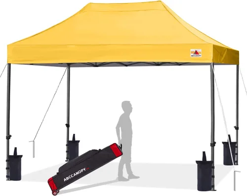 Miniatura 51 de Abccanopy - Carpa de toldo para tienda de campaña comercial instantánea con bolsa de transporte con ruedas, 4 bolsas de arena, Blanco
