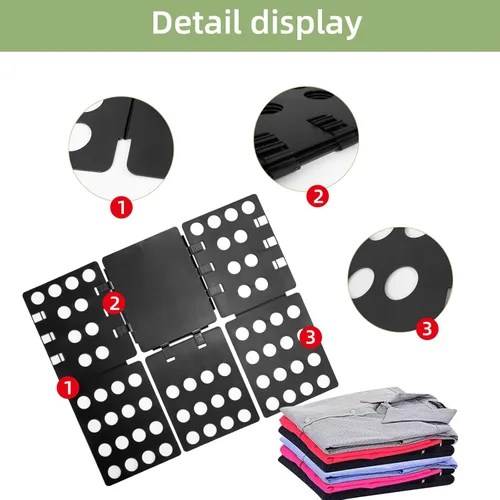 Miniatura 5 de GYE Tabla plegable para camisetas, carpeta de ropa, organizador de lavandería, herramienta duradera, de plástico, fácil y rápido, plegable para Negro