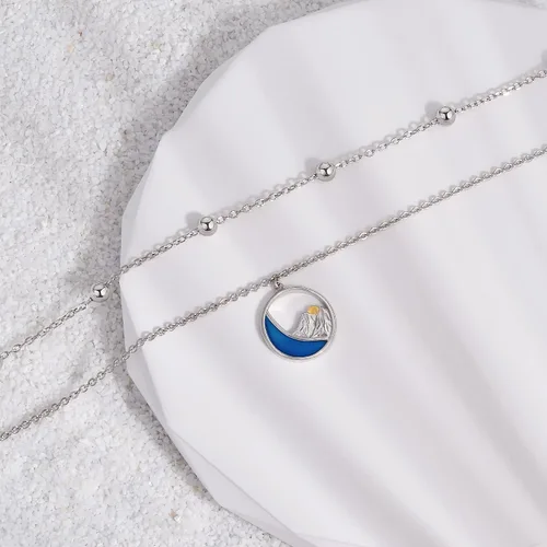 Miniatura 115 de CHIC & ARTSY Tobilleras delicadas de plata de ley S925 para verano, pulsera de tobillo ajustable multicapa para playa, joyería de pie para mujer