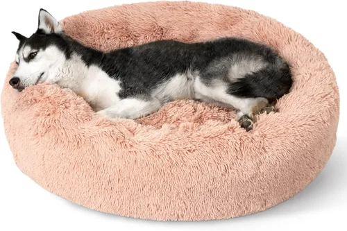 Miniatura 91 de Bedsure - Cama relajante para perro mediano, lavable, tipo dona, cama para gato, antideslizante, redonda, afelpada, mullida, de piel sintética