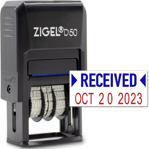 Miniatura 10 de ZIGEL Sello de Fecha D50 con Pagado - Sello de Fecha Autoentintado - Azul/Rojo