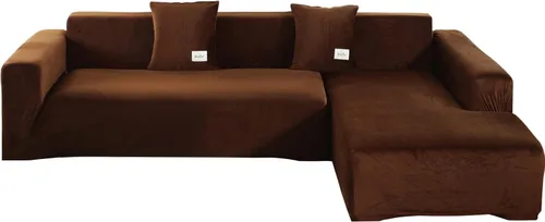 Miniatura 18 de Fundas de sofá modulares en forma de L, 2 fundas elásticas antideslizantes para sofá de 3 + 3 plazas, funda de sofá con fundas de almohada