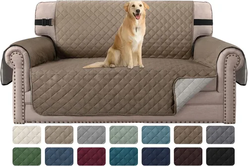 Miniatura 62 de H.VERSAILTEX Funda de sofá resistente al agua para sofá de 3 cojines, reversible, protector de muebles acolchado con correa elástica, funda de sofá