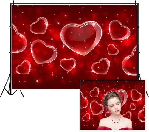 Yeele Telón de fondo de fotografía de corazón rojo de principios de los años 2000 de 5 x 3 pies, diseño de estrellas de los años 90, fotos de la