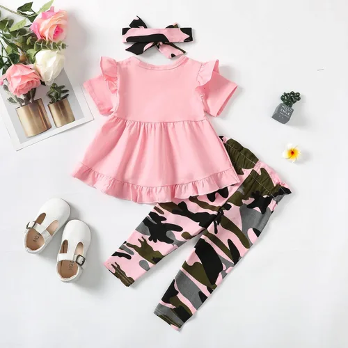 Miniatura 139 de Kucnuzki Conjunto de ropa para bebé niña pequeña, camisa de manga con volantes, pantalón floral, ropa de otoño e invierno para niña