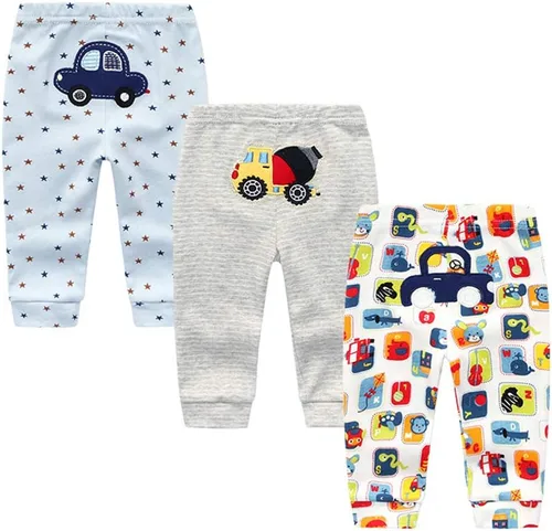 Paquete de 4 pantalones unisex de algodón para bebé recién nacido, leggings casuales bordados de 0 a 24 meses para niños y niñas
