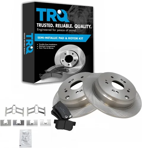 Miniatura 90 de TRQ Juego de pastillas de freno semimetálicas traseras y rotores compatibles con Chevrolet Trailblazer 02-06 Trailblazer EXT 04-06 SSR 02-07 GMC