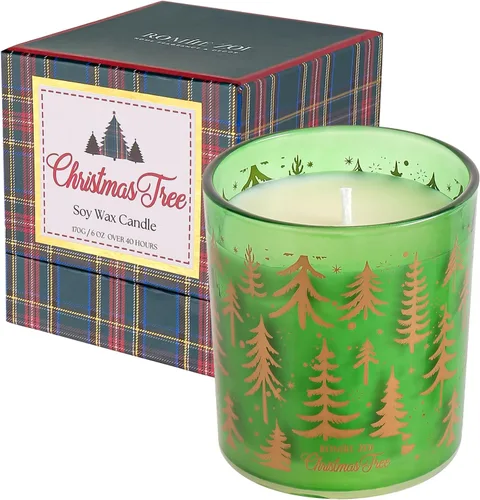 Miniatura 11 de ROMIIE ZOI Vela perfumada de Navidad - Vela de cera de soja de 6oz, reno navideño, infundida con aroma a menta - Caja de regalo de tartán escocés