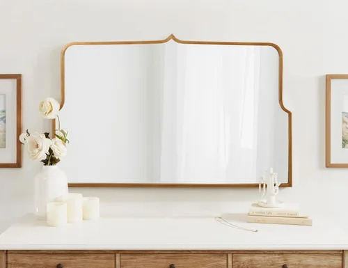 Miniatura 4 de Kate and Laurel Gezella Glam - Espejo de pared de arco ancho festoneado, 38 x 24, dorado envejecido, impresionante espejo decorativo glamoroso