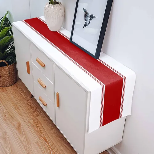 Miniatura 5 de Caminos de Mesa Rojos y Blancos de 36 Pulgadas de Largo, Camino de Mesa Moderno de Rayas para Vestidor, Bufandas, Camino de Mesa Antideslizante