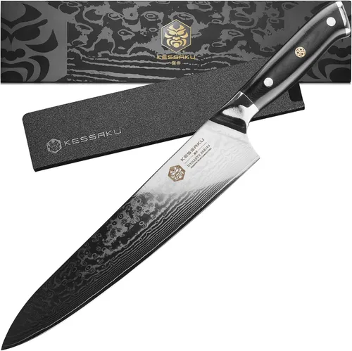 Miniatura 12 de KESSAKU Nakiri Cuchillo – 7 pulgadas – Serie Damascus Dynasty – Cuchillo asiático para verduras – Cuchillo de cocina afilado – Acero inoxidable