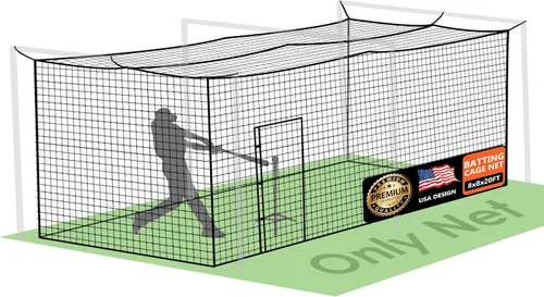 ORIENGEAR Baseball Batting Cage Nets, ONLY NET, 70'L/55'L/35'L/20'L Baseball and Softball Cage Netting, 1.88" #45 Mesh, Professional Fully Enclosed
