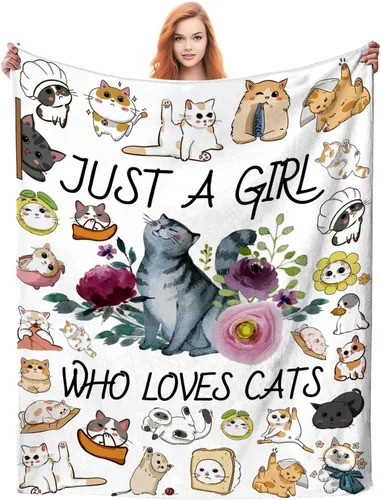 Miniatura 2 de Manta para Gatos de Franela Ultra Suave Just a Girl Who Loves Cats Mantas Regalos de Gatos para Amantes de los Gatos Mantas Acogedoras y Ligeras