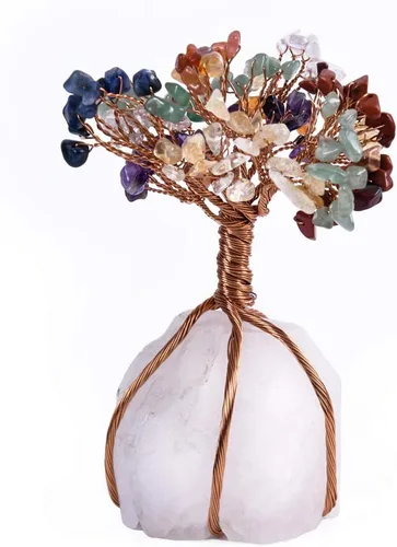 Miniatura 10 de YGLINE Bonsái de siete chakras, Feng Shui, árbol de dinero, equilibrio de chakras, reiki, sanación de cristal de aura, limpieza de cristal EMF