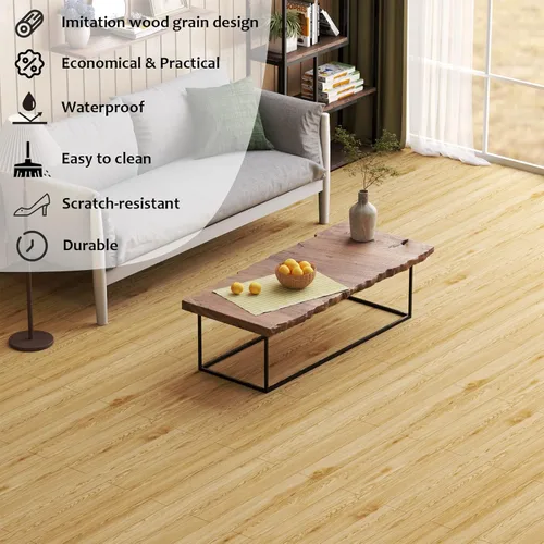 Miniatura 2 de Freshtour Rollo de piso de vinilo, baldosas de piso de grano de madera para despegar y pegar 23.6" x 393.7"/64 pies cuadrados, piso de vinilo Madera