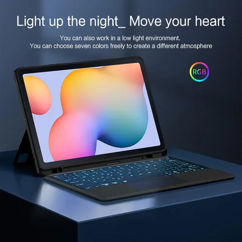 Miniatura 6 de Funda de teclado para Samsung Galaxy Tab S6 Lite de 10.4 pulgadas 2024/2022/2020 con panel táctil, retroiluminación inteligente de 7 colores, funda