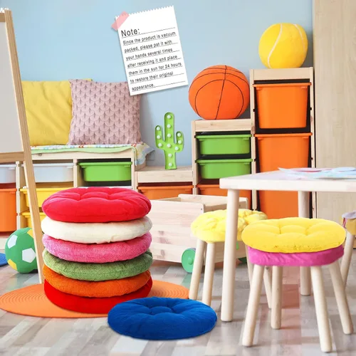 Miniatura 7 de Fumete 16 piezas de 16 pulgadas cojines de piso redondos para niños y bebés, asientos flexibles para salón de clases, almohada de piso para el Arco
