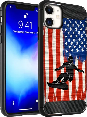 Miniatura 17 de CasesOnDeck - Funda compatible con Apple iPhone 11 / iPhone XI (2019) de 6.1 pulgadas, funda delgada de fibra de carbono TPU para acentuar arañazos