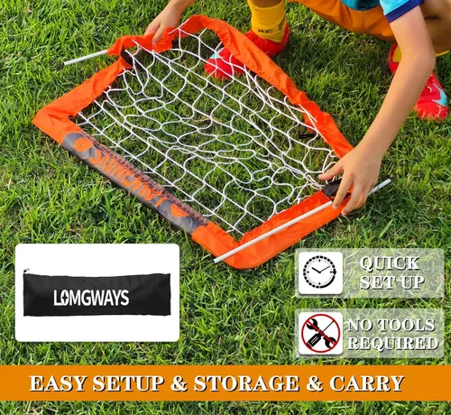 Miniatura 6 de LOMGWAYS Soccer Goal – Foldable Frame Net for Kids + Youth – Indoor + Outdoor Soccer Goal with Carry Bag – Easy Set up – Multiple Sizes for Practice
