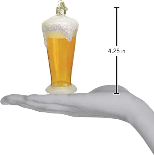 Miniatura 3 de Old World Christmas Adorno soplado de vidrio de cerveza para árbol de Navidad, decoración navideña artesanal, colección de cerveza Vaso de cerveza