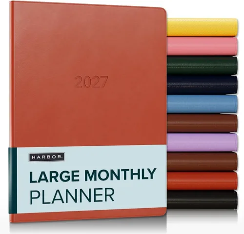Miniatura 34 de Harbor Agenda mensual grande 2025-2026, calendario y cuaderno, piel sintética duradera, 14 meses, 96 páginas, tapa suave y ligera, flor de orquídea