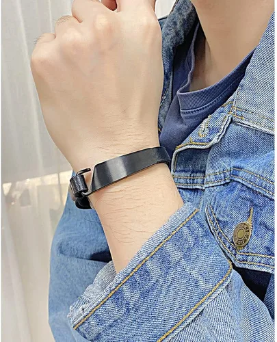 Miniatura 9 de QINGDUO - Pulseras de alerta médica grabadas personalizadas para mujeres y hombres, pulsera médica de acero inoxidable + cuero, pulsera médica