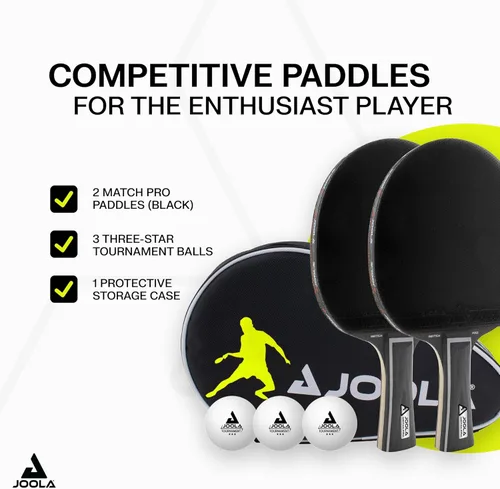 Miniatura 2 de JOOLA Duo Pro Ping Pong Paddles Set of 2 - Professional Table Tennis Paddles, Three Advanced 3 Star Tournament Ping Pong Balls and Carrying Case